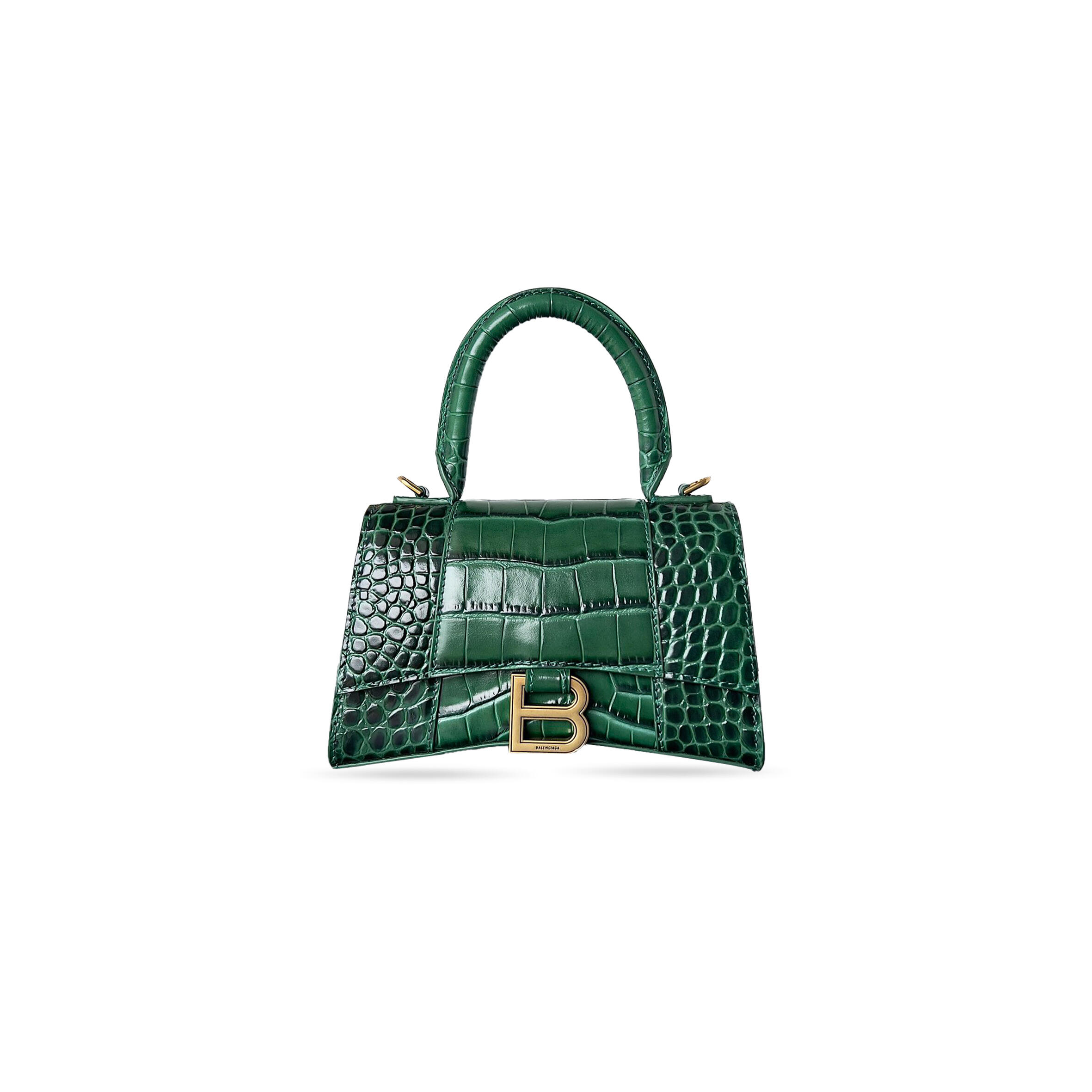 BALENCIAGA WOMEN'S HOURGLASS HANDBAG XS IN GREEN 5928331LRGM2011 (18.8*13*7.9cm)